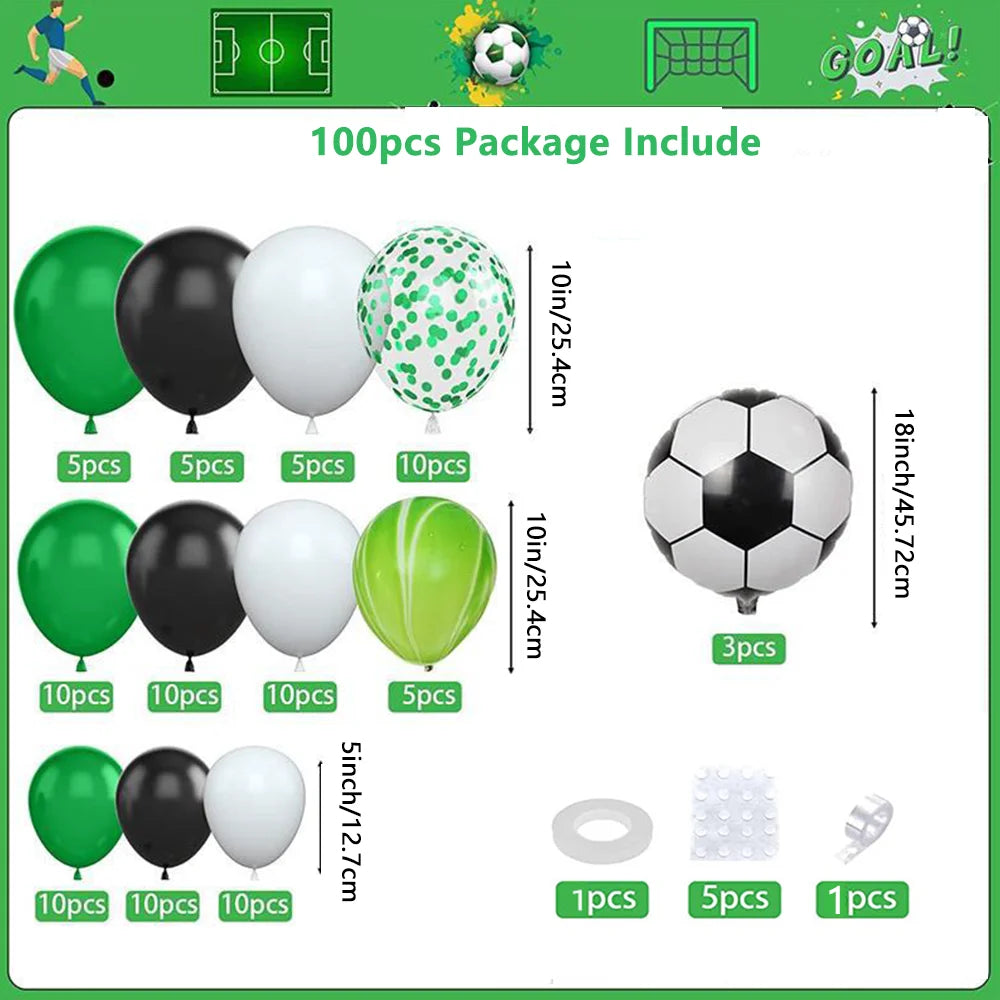 100pcs, Soccer Birthday Party Decoration Balloon Garland Arch Set Sports Theme Party Soccer Party Birthday Party Decoration - Big Tim's Magic Emporium