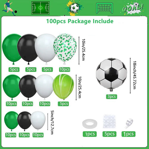 100pcs, Soccer Birthday Party Decoration Balloon Garland Arch Set Sports Theme Party Soccer Party Birthday Party Decoration - Big Tim's Magic Emporium