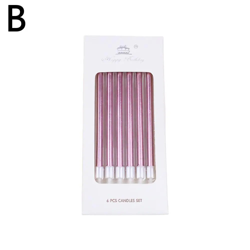 6pcs/Kit Birthday Cake Candles Gold Silver Candles Cupcake Decoration Baby Shower Wedding Party Decorative Candle Toppers