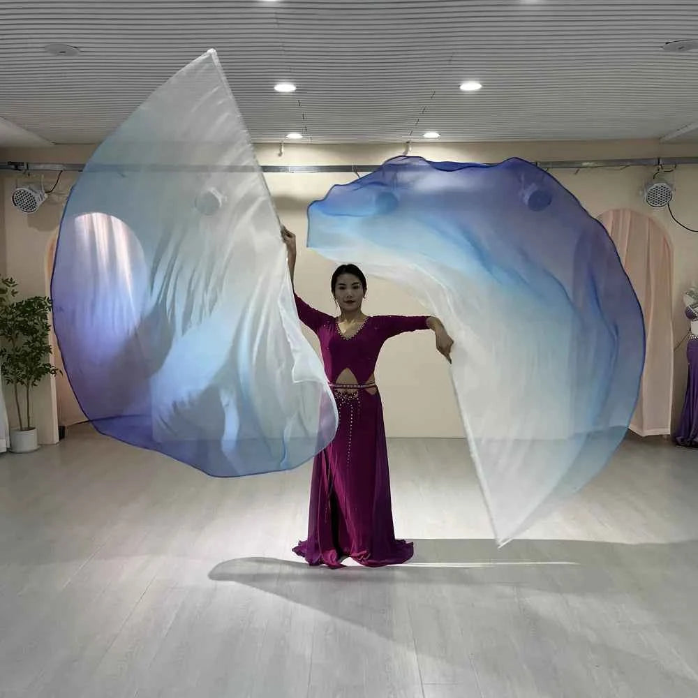 Belly Dance Props 1.9*1.4 Semi-Round Flags Colored Scarves Multi-Color With Telescopic Sticks Stage Performance Accessories New