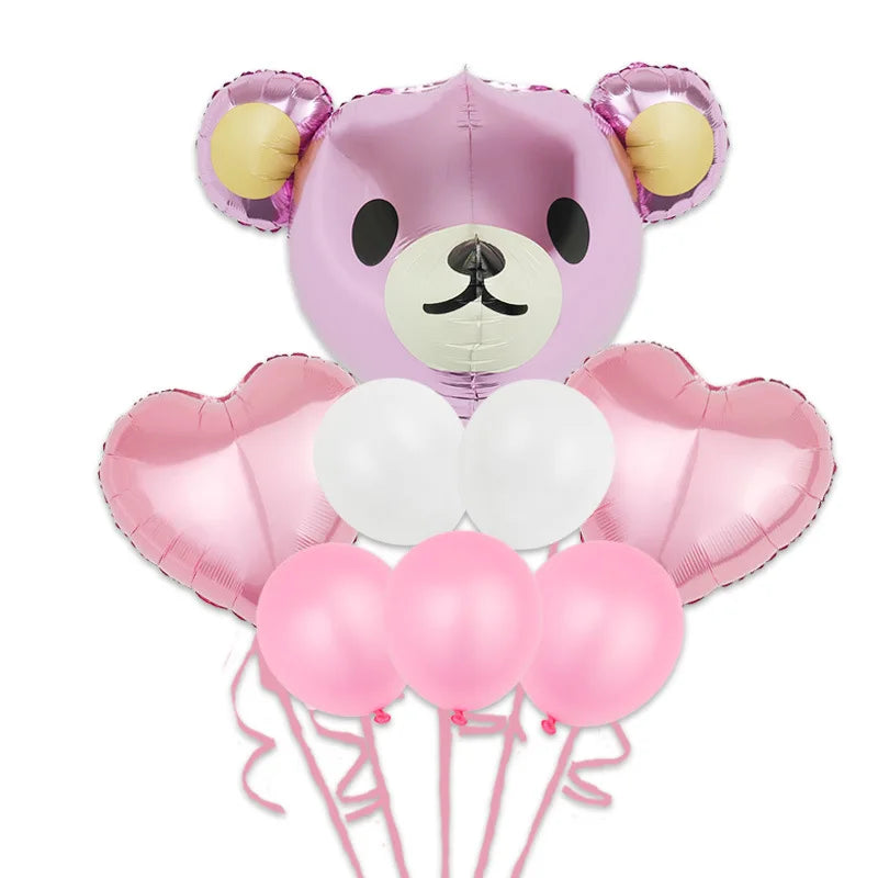 4D Transparent Baby Shower Boy Girl Bear Bubble Ball Kids 1st Birthday Party Blue Pink Helium Balloon Gender Reveal Decoration