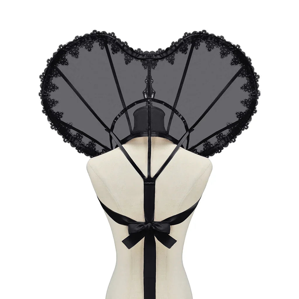 Heart-Shaped Standing Lace Medici Collar Gothic Queen Elizabeth Boned Neckpiece