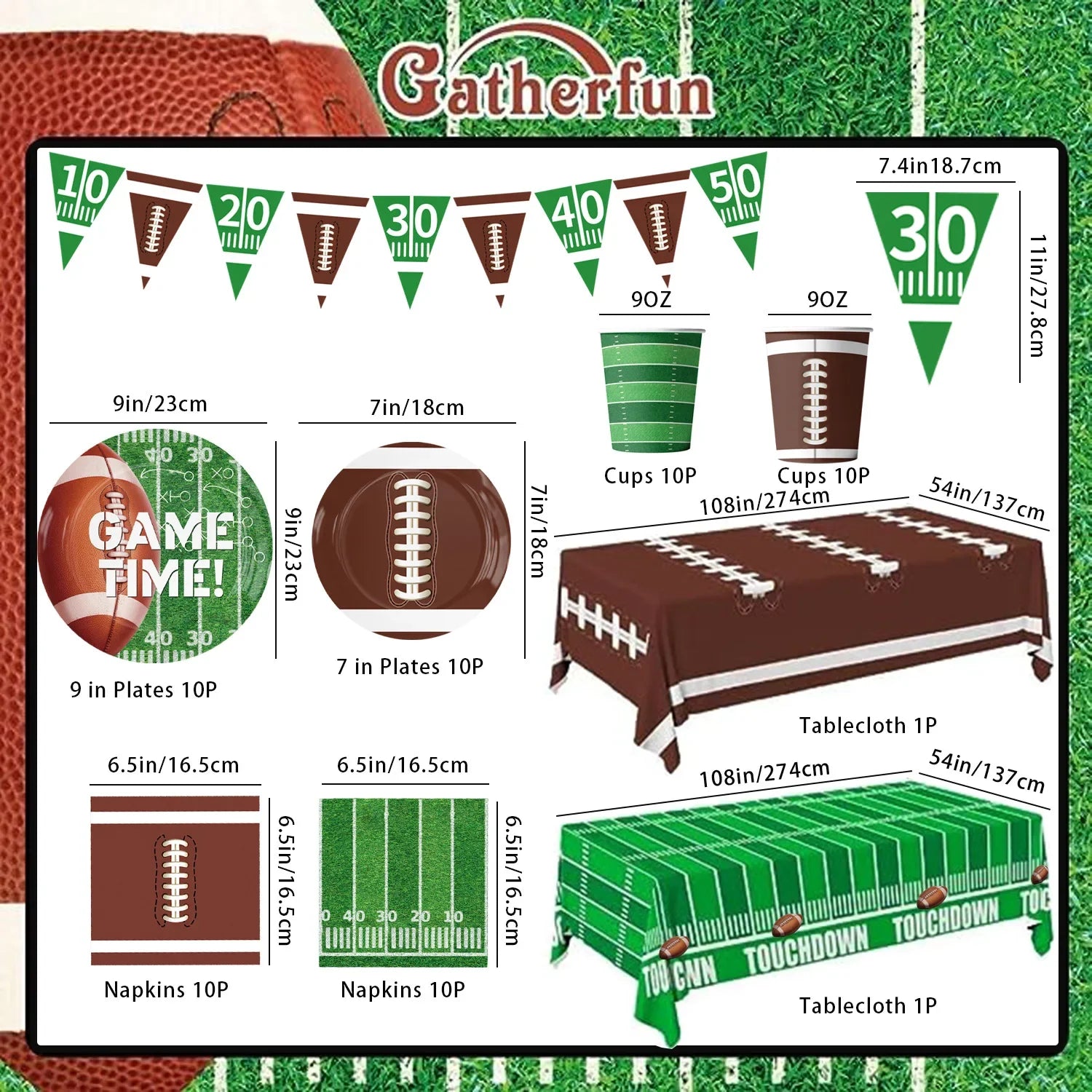 Super Bowl Rugby American Football Children's Birthday Party Paper Decoration Party Supplies Party Supplies Party Decorations - Big Tim's Magic Emporium