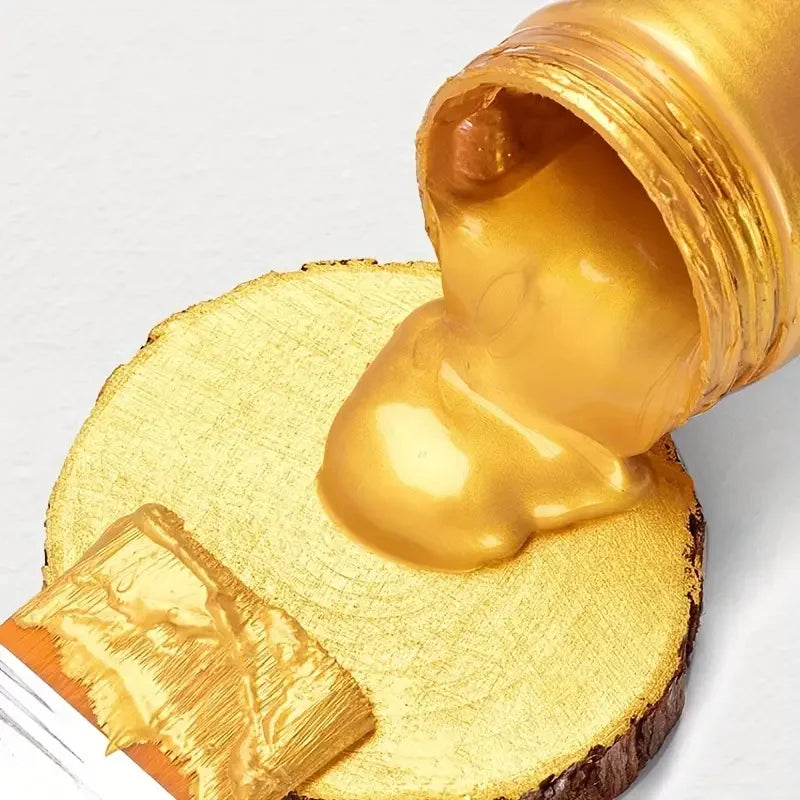 Waterproof 100ml/3.4oz Golden/Silver Paint Metallic Acrylic Paint | For Coloring DIY Hand Clothes Painted Graffiti Pigments