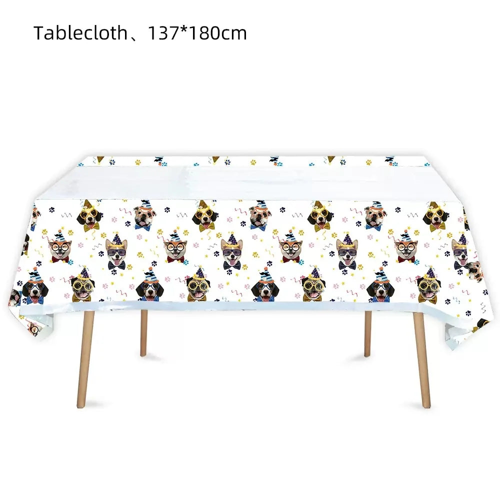 Dog Party Decoration Pet Party Tableware Plate Cup Napkin Tablecloth Birthday Party Banner - Big Tim's Magic Emporium