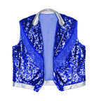 Men's Metallic Sequin Tassel Open-Front Vest Lapel Collar Sleeveless Stage Dance Waistcoat