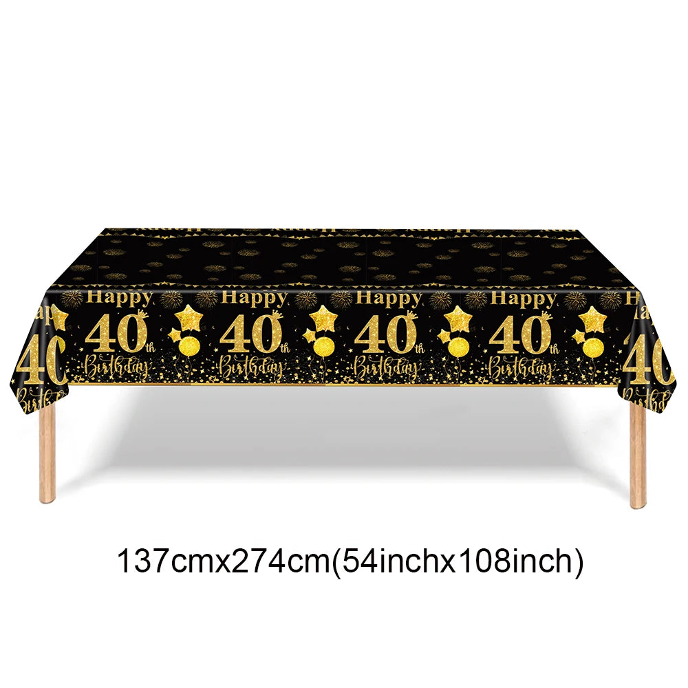 40th Birthday Party Gold Black Birthday Number Paper Box Banner Balloons Birthday Party 40 Year Old Birthday Party Decoration