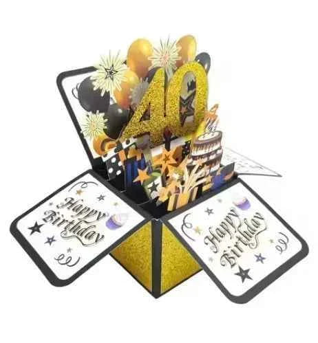 18/30/40/50/60th Happy Birthday Card,Funny Envelope 3D Pop Up Birthday Greeting Card Colorful Flower Birthday Greeting Card