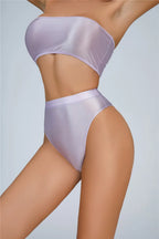 High-Waist Oil Glossy Sheer G-String Thong Satin Smooth Seamless Briefs