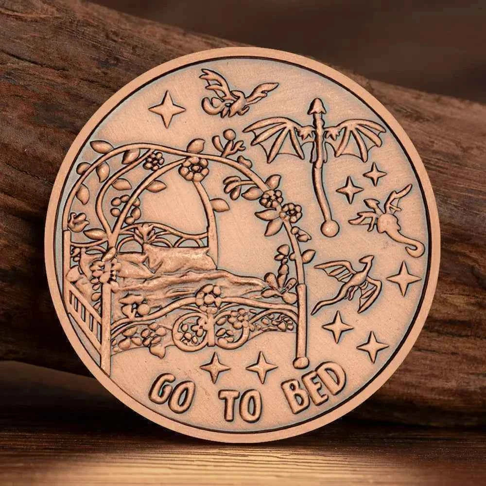 New Red Copper Magic Decision Coin Go To Bed or One More Chapter Creative Souvenir Coins Home Decor
