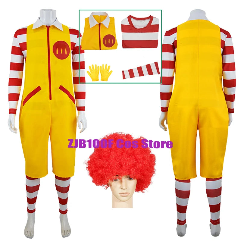 M Uncle Clown Cosplay Anime Parent-Child Costume Jumpsuits Fastfood Yellow Clown Clothing for Kids Halloween Christmas Cosplay - Big Tim's Magic Emporium