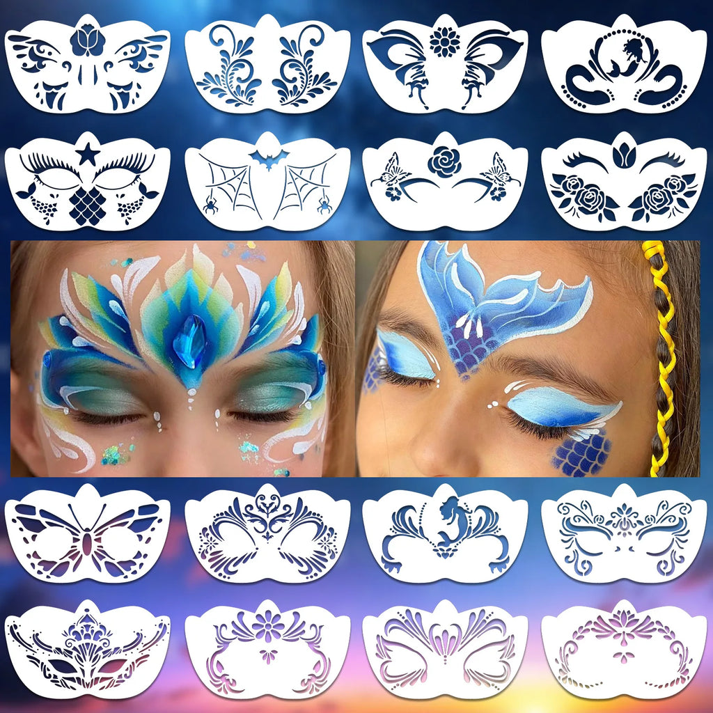 Face Paint Stencils Professional Body Art Paint Stencils Reusable For Adults Kids Easily Use Templates For Parties Makeup Tools