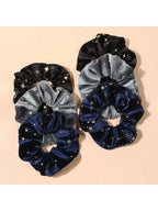 Vintage-Inspired Velvet Gold Star Hair Scrunchies 6-Piece Set