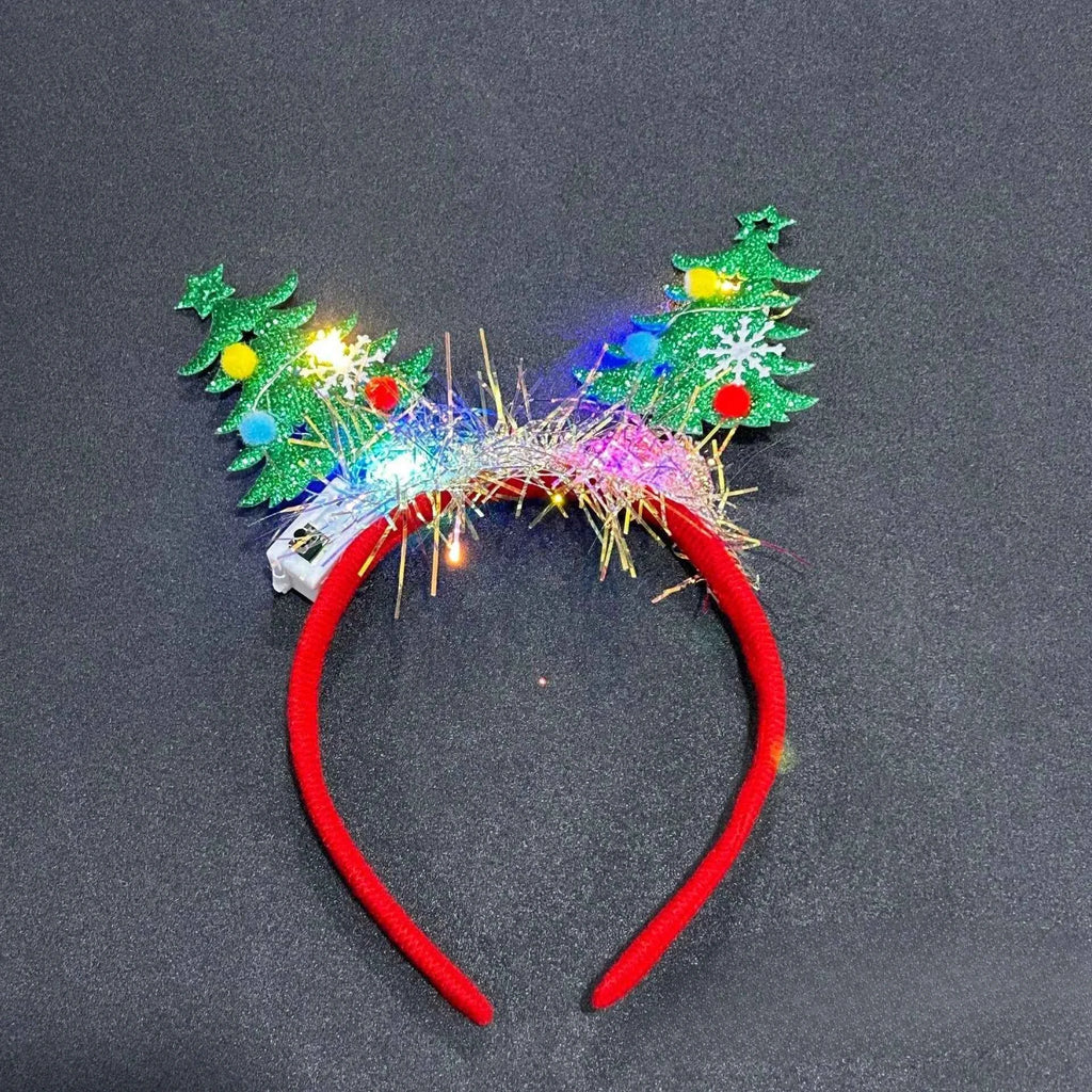 10pcs Light Up Christmas Deer Antlers Snowflakes Headband Hair Bands Party Performance Props Adult Children  Glow Party Supplies