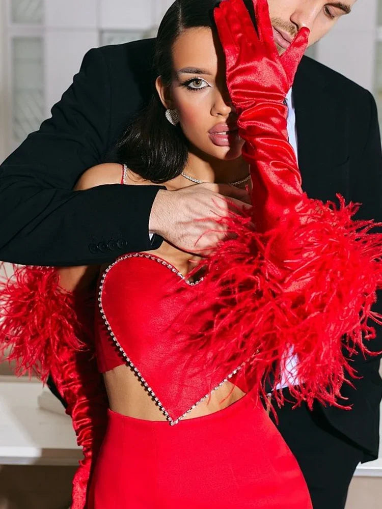Scarlet Sweetheart Crop Camisole Sculpted Red Bustier Party Bralette Top