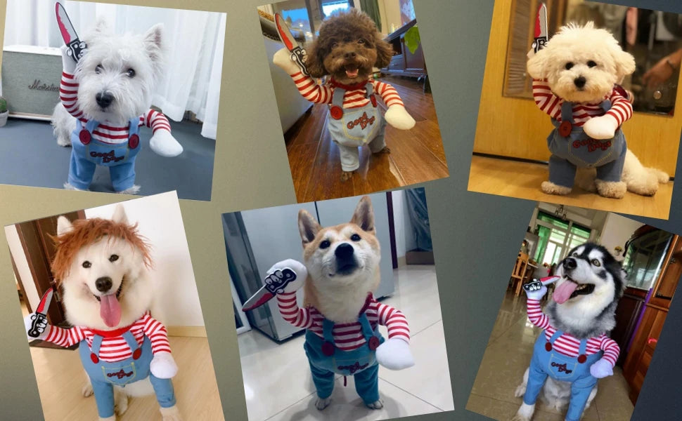 Pet Deadly Dog Costume,Cute Dog Cosplay Halloween Christmas Funny Costume Dog Clothes Party Costume for Small Medium Large Dogs