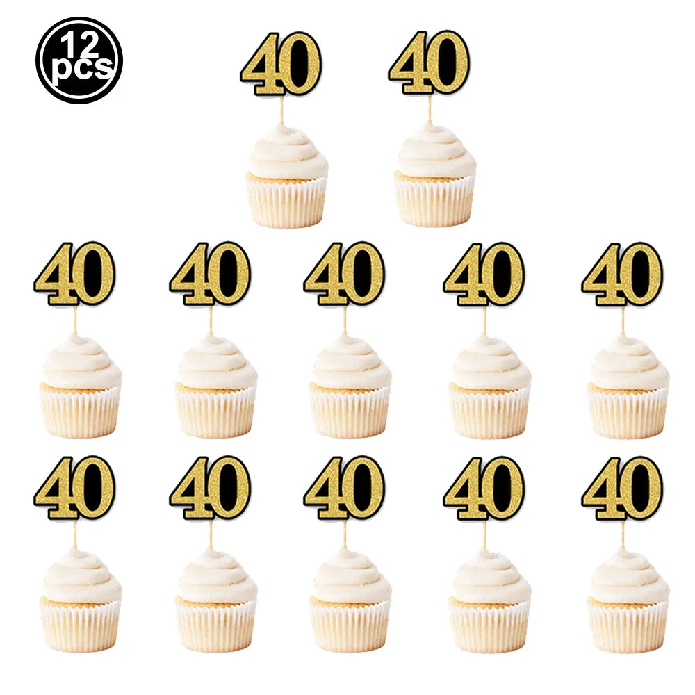 40th Birthday Party Gold Black Birthday Number Paper Box Banner Balloons Birthday Party 40 Year Old Birthday Party Decoration