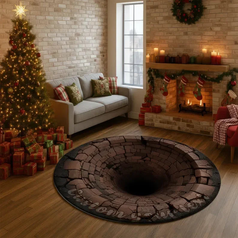 Optical Illusion Rug 3D Vortex Pattern Round Modern Design Retro Home Decoration Carpet