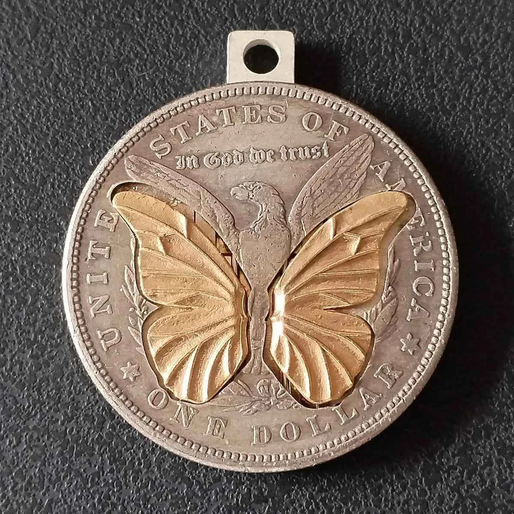 Mechanical Coin with Movable butterfly wings for Friend's Gift