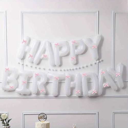 1Set Black White Happy Birthday Pink Bow Balloon Set Girl's Birthday Party Decoration Baby Shower Globos Gift Supplies Letter