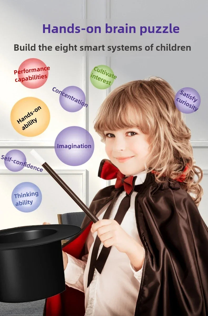 Magic Tricks Kit Beginner Children Magic Set with Performance Props Interactive Playing Cards Illusion Toys Close-up Magic Props