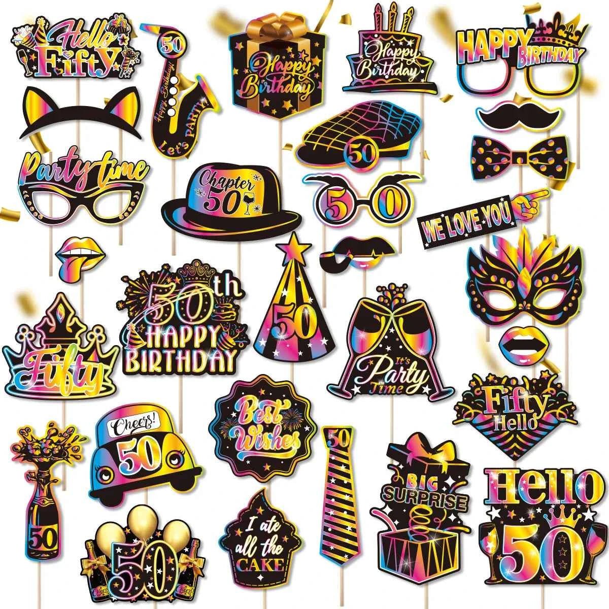 Birthday Party Decoration Photo Props 30 40 50 Birthday Party Glasses Decoration