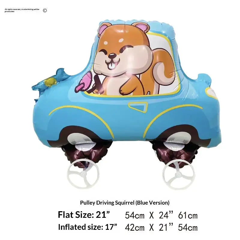 For Kids Birthday Party Decoration Baby Shower 4D Cartoon Foil Balloons Elephant Stand Walking Balloon With Wheel
