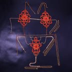 Exaggerated Red Rhinestone Floral Body Chain & Chest Harness Set