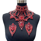 Oversized Glass Gemstone Choker Necklace & Earrings Drag Queen Stage Jewelry Set
