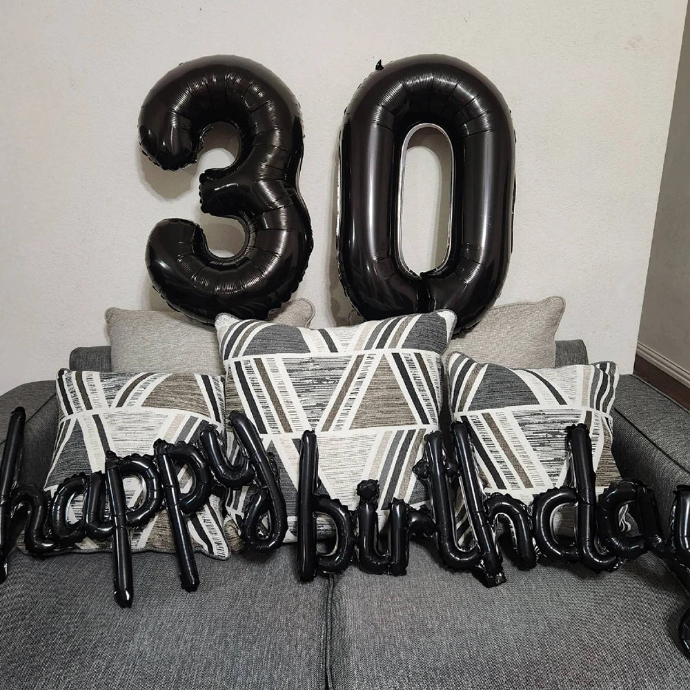 2pcs/Pack Black Pink Happy Birthday Balloons Aluminum Foil Party Decorations DIY Home Accessories for Birthday Celebrations