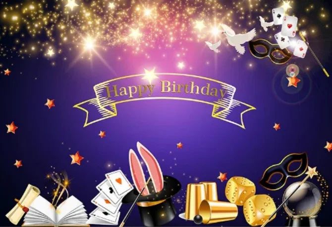 Black Magic Show Photography Background Poker Children 6th Birthday Party Backdrop Photo Studio Photocall Banner Custom