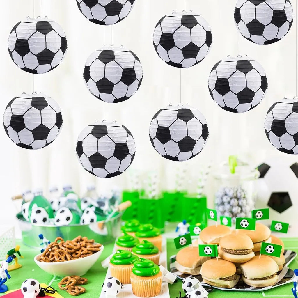 Soccer Party Paper Lanterns ,Iron Frame, Perfect for Sports Themed Birthday Decorations and Table Centerpieces, Halloween Decor - Big Tim's Magic Emporium