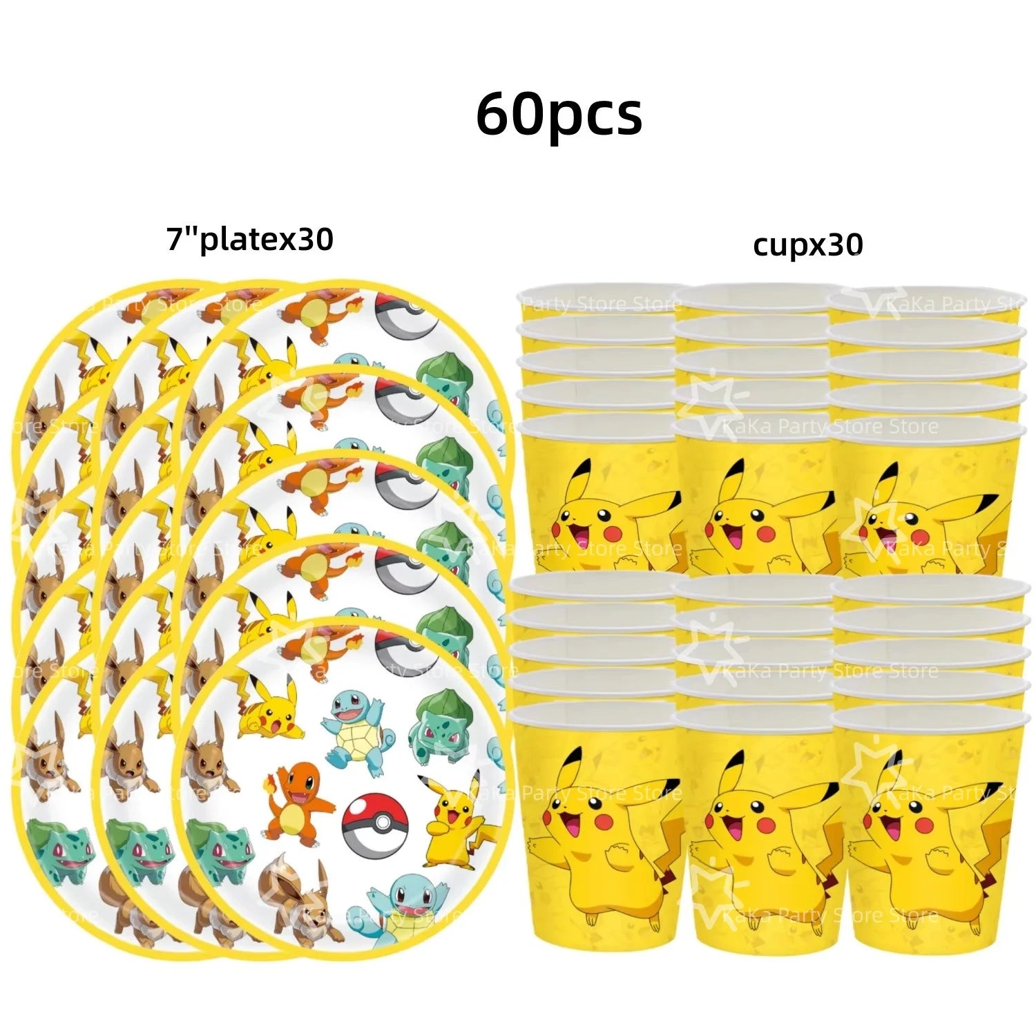 30people Pokemon Party Birthday Decoration Set Pokemon Party Plates and Cup Pikachu Paper Cup Pikachu Party Favours Supplies - Big Tim's Magic Emporium