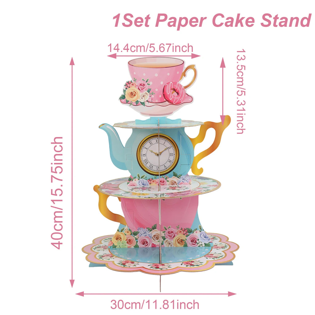 Pink Tea Party Cake Stand Birthday Party Decoration Kids Baby Shower Party Supplies Wedding Table Decor Afternoon Tea Party - Big Tim's Magic Emporium
