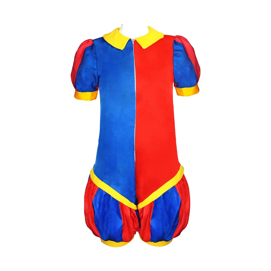 Boys Girls Clown Cosplay Costume Kids Pom Pom Jester Outfit for Halloween Carnival Show - Big Tim's Magic Emporium