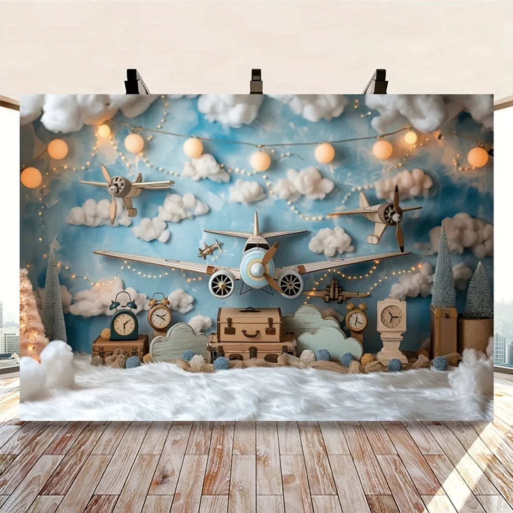 1PC, airplane travel party background, 1st birthday party flying dream background, travel birthday party background - Big Tim's Magic Emporium