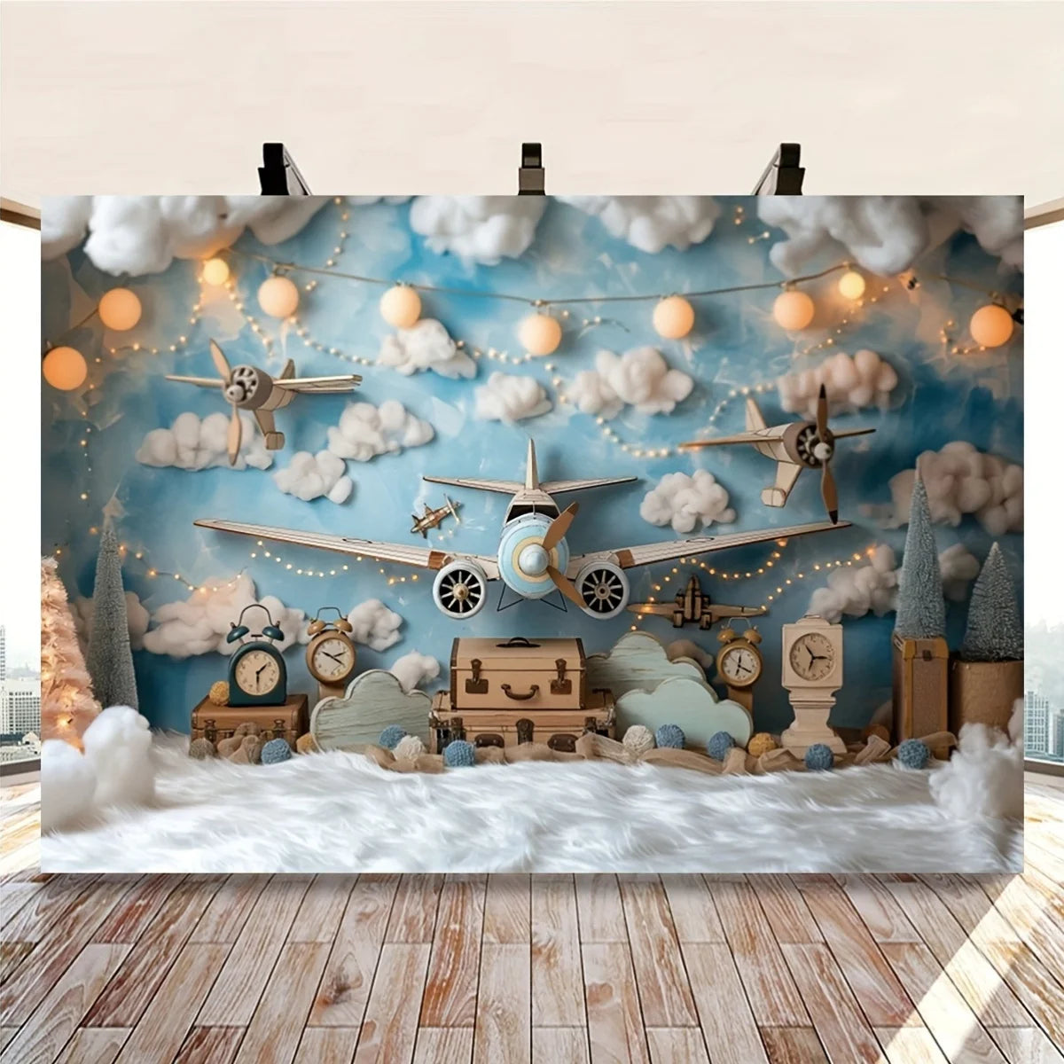 1PC, airplane travel party background, 1st birthday party flying dream background, travel birthday party background - Big Tim's Magic Emporium