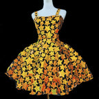 Gold & Silver Sequin Flared Mini Showgirl Dress – Glamour Stage & Performance Skater Costume