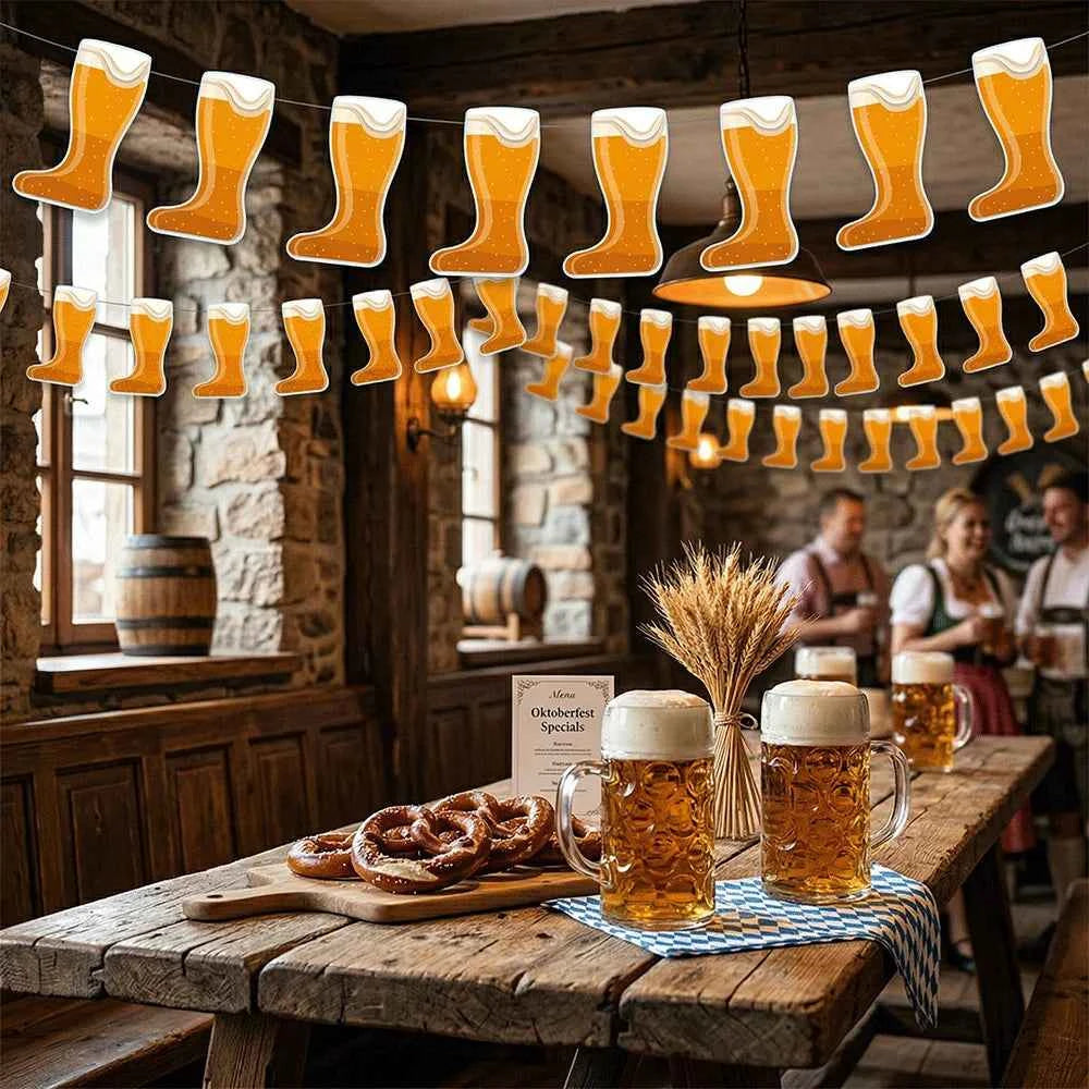 Beer Theme Happy Birthday Banner Adult Mens Party Decorations Cheers Paper Garland Oktoberfest Bunting Bar Pub Event Decor Setup