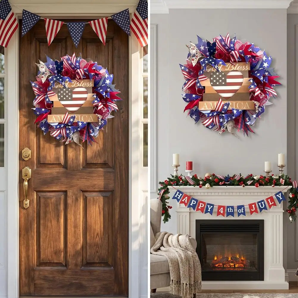 Anniversary Garland Independence Day Decor July 4Th Indoor Outdoor Door Wall Decoration Festival Home Hanging Gifts Ornament