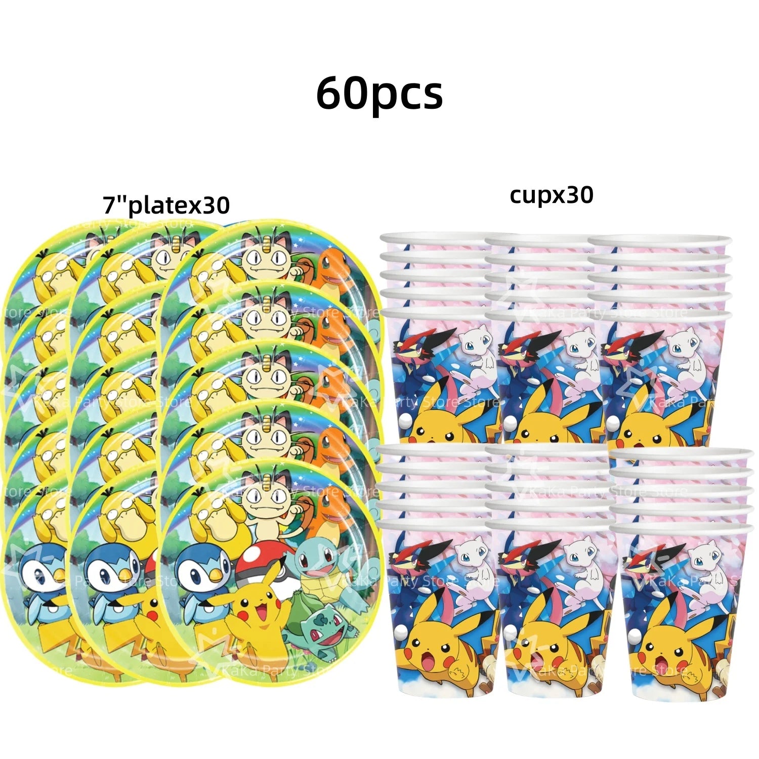 30people Pokemon Party Birthday Decoration Set Pokemon Party Plates and Cup Pikachu Paper Cup Pikachu Party Favours Supplies - Big Tim's Magic Emporium