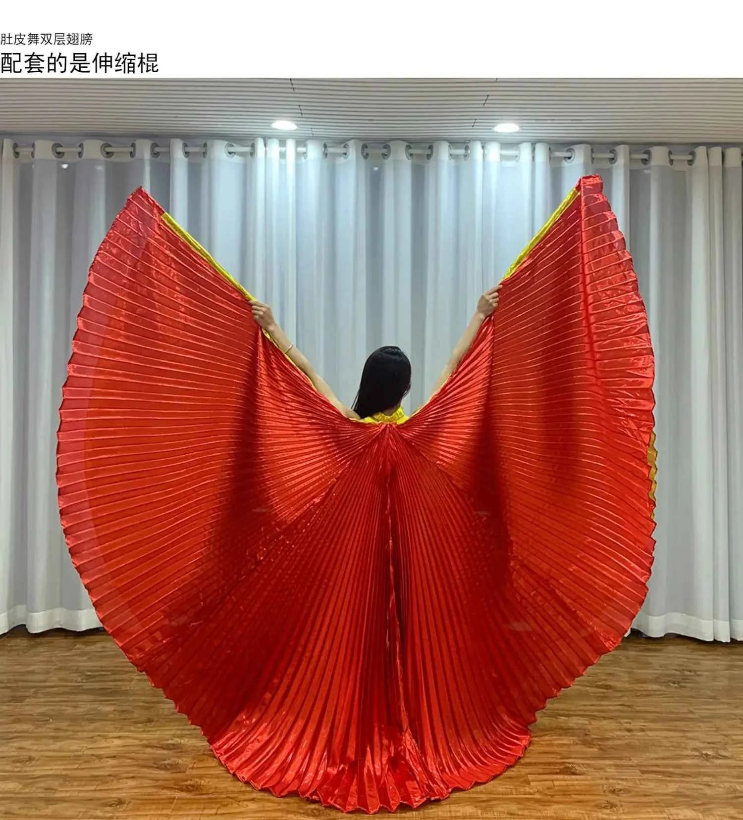 Two-Color Golden Wings Belly Dance Performance Props Stage Show Accessories Options Egyptian Alas Isis Wings With Sticks