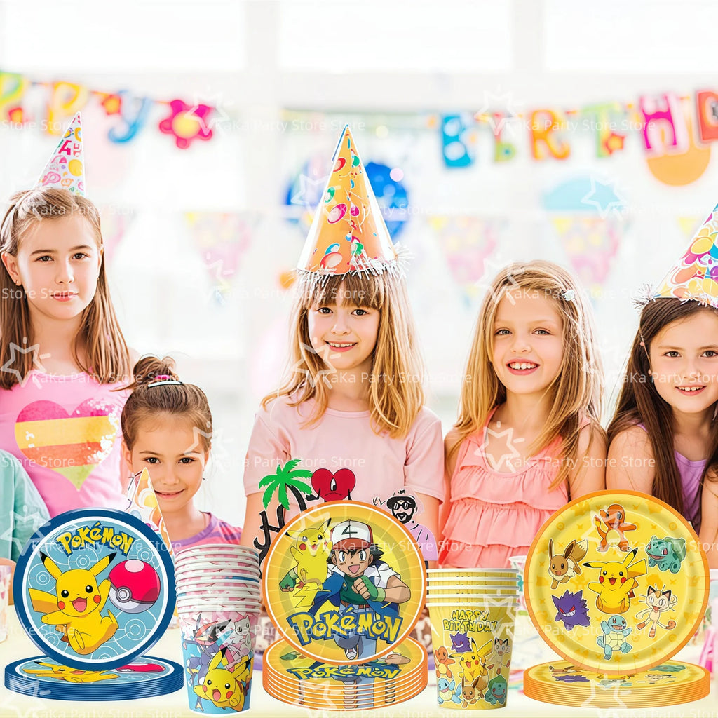 30people Pokemon Party Birthday Decoration Set Pokemon Party Plates and Cup Pikachu Paper Cup Pikachu Party Favours Supplies - Big Tim's Magic Emporium