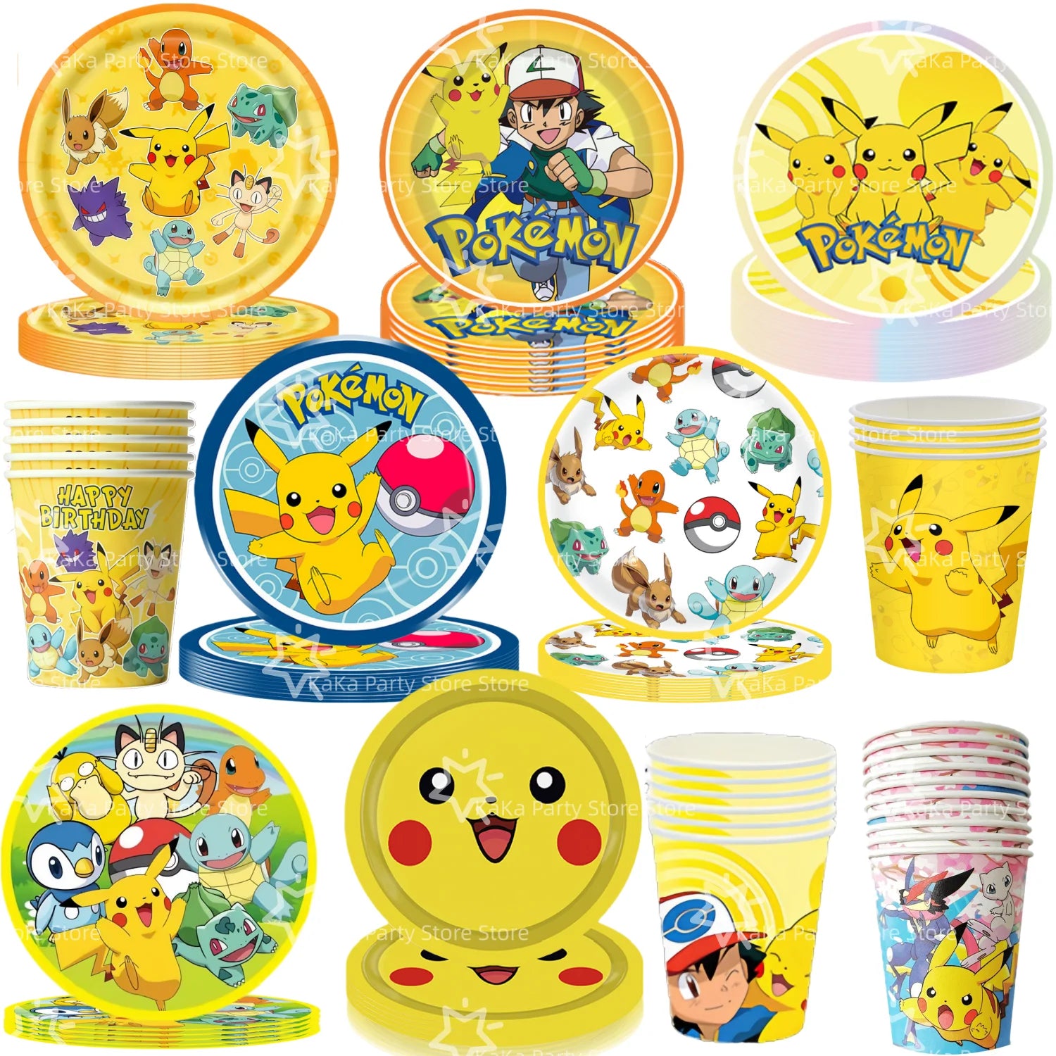 30people Pokemon Party Birthday Decoration Set Pokemon Party Plates and Cup Pikachu Paper Cup Pikachu Party Favours Supplies - Big Tim's Magic Emporium