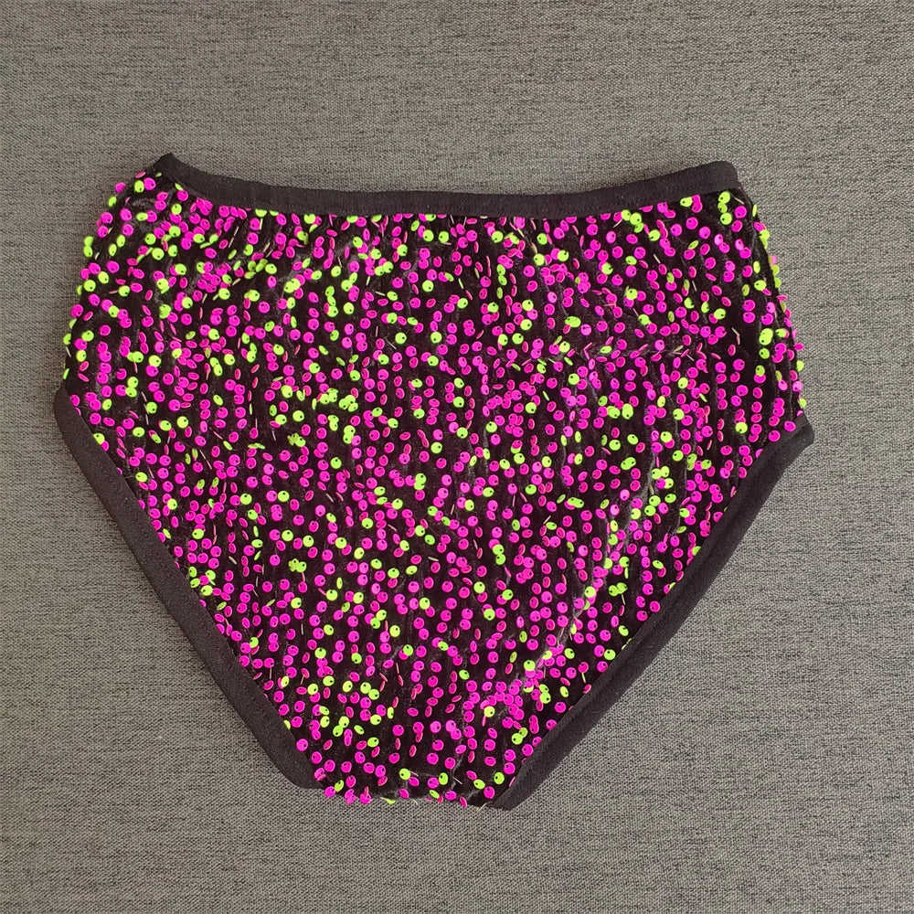 High-Waist Sequined Disco Briefs & Stage Performance Hot Pants