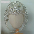 Oversized Crystal Gemstone Helmet Headpiece Fashion Show Stage Jewelry