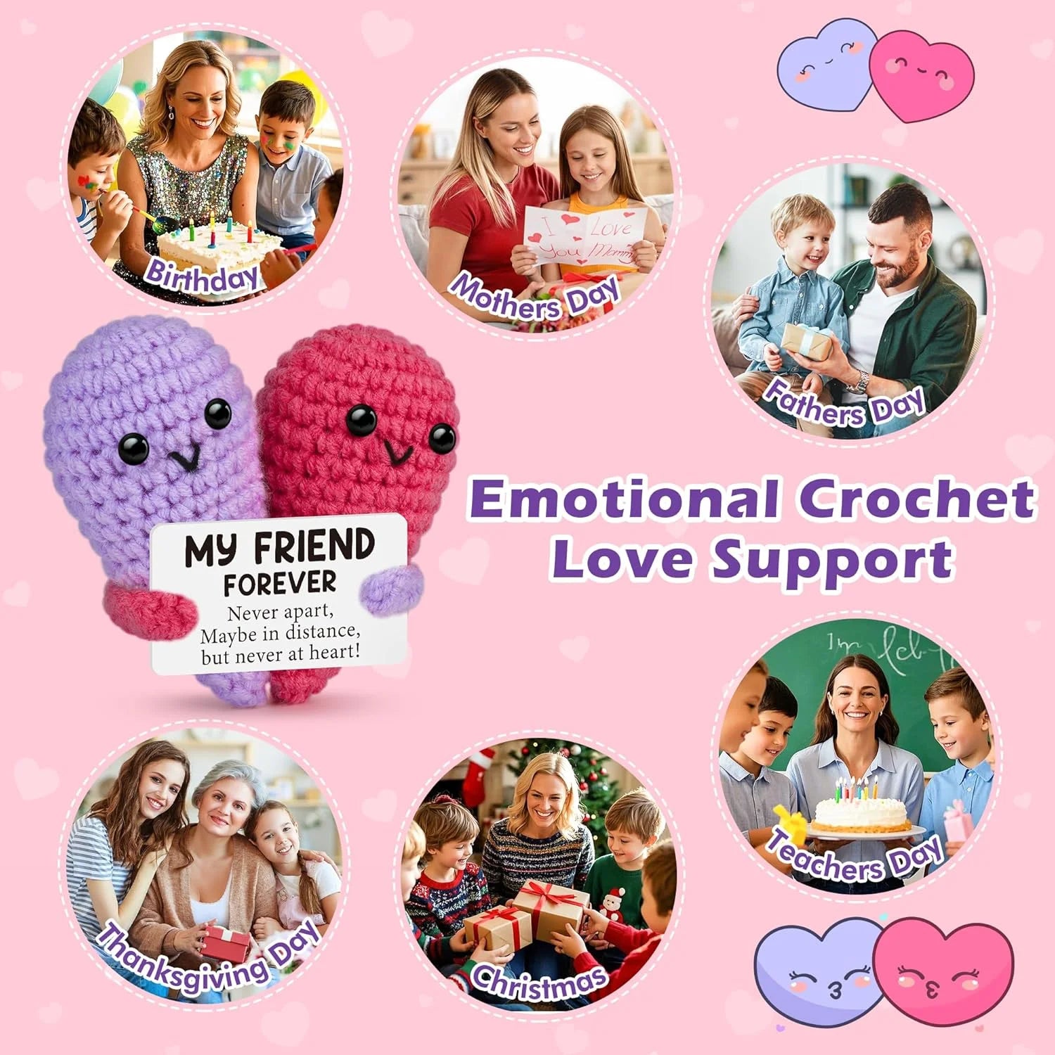 Funny Crochet Gifts for Forever Best Friend Birthday Gifts Decoration Cute Handmade Knitted with Card Emotional Friend Support - Big Tim's Magic Emporium
