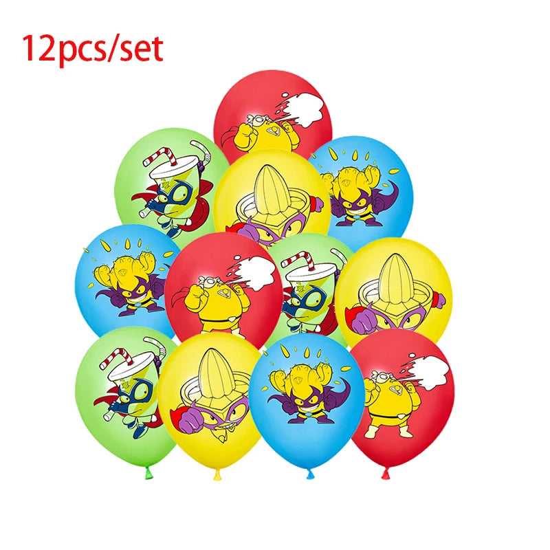 Superzings Birthday Party Decoration Balloon Banner Cake Topper SuperthingsTableware Birthday Party Supplies Baby Shower