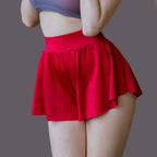 Ice Silk High-Waist Split Flared Mini Shorts High-Stretch Micro Hot Pants