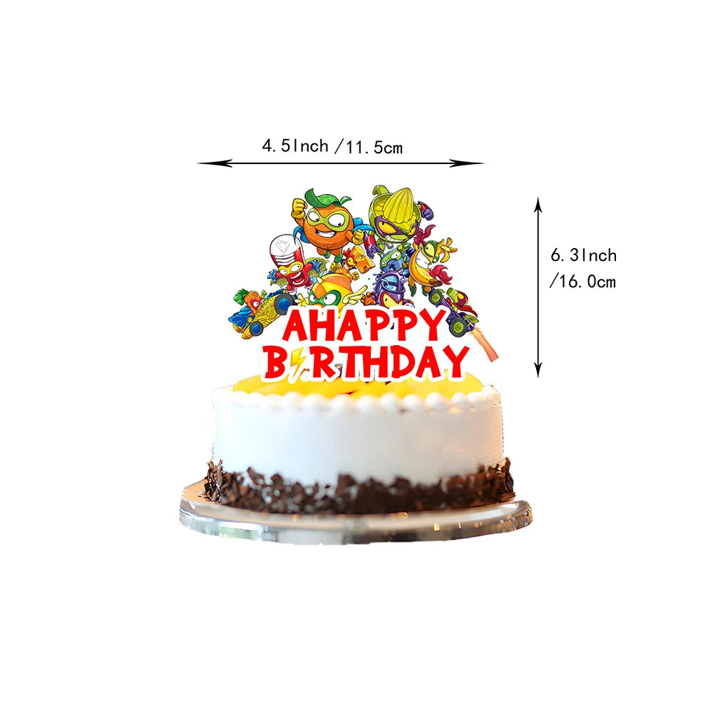 Superzings Birthday Party Decoration Balloon Banner Cake Topper SuperthingsTableware Birthday Party Supplies Baby Shower